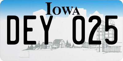 IA license plate DEY025