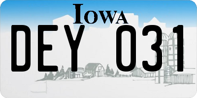IA license plate DEY031