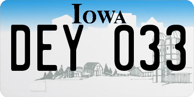 IA license plate DEY033