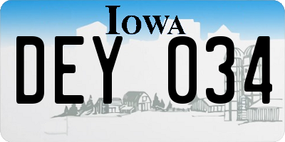 IA license plate DEY034