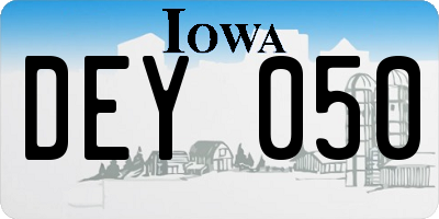 IA license plate DEY050