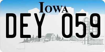 IA license plate DEY059