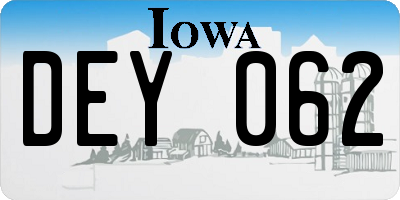 IA license plate DEY062