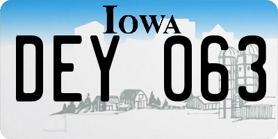 IA license plate DEY063