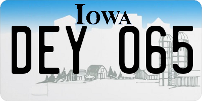 IA license plate DEY065