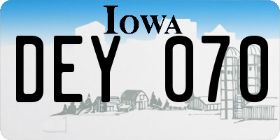 IA license plate DEY070