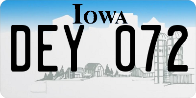 IA license plate DEY072