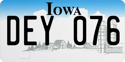 IA license plate DEY076