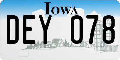 IA license plate DEY078