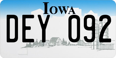 IA license plate DEY092