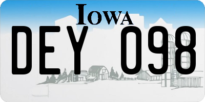 IA license plate DEY098