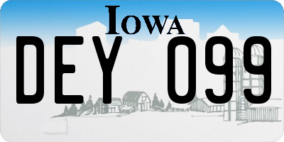 IA license plate DEY099