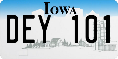 IA license plate DEY101