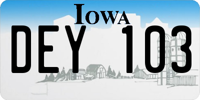 IA license plate DEY103