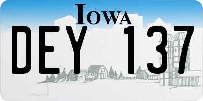 IA license plate DEY137