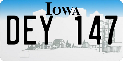 IA license plate DEY147