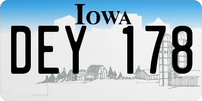 IA license plate DEY178