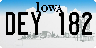 IA license plate DEY182