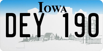 IA license plate DEY190