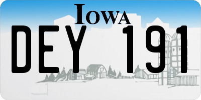IA license plate DEY191