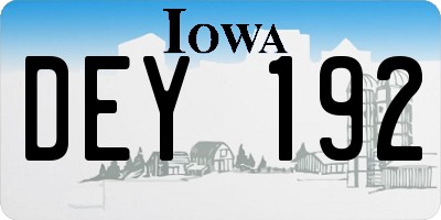IA license plate DEY192