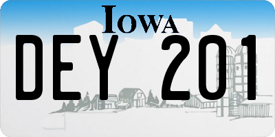 IA license plate DEY201