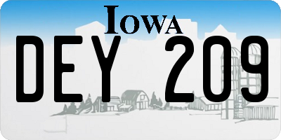 IA license plate DEY209