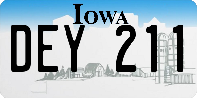 IA license plate DEY211