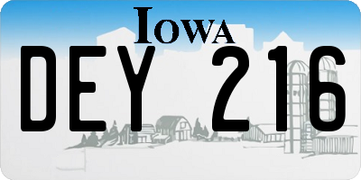 IA license plate DEY216