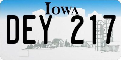 IA license plate DEY217
