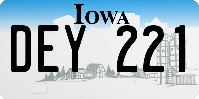 IA license plate DEY221