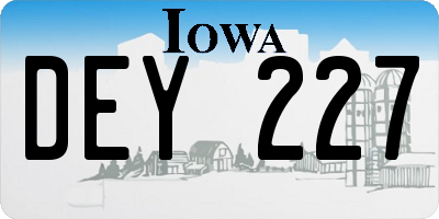 IA license plate DEY227