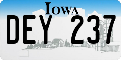 IA license plate DEY237