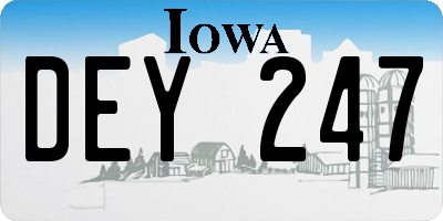 IA license plate DEY247
