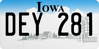 IA license plate DEY281