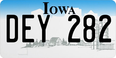 IA license plate DEY282