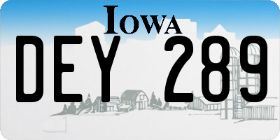 IA license plate DEY289