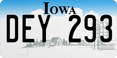 IA license plate DEY293