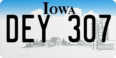 IA license plate DEY307