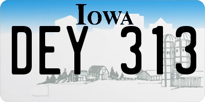 IA license plate DEY313