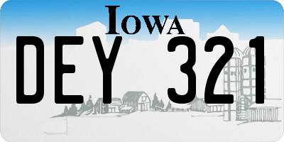 IA license plate DEY321