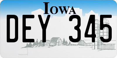 IA license plate DEY345