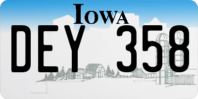 IA license plate DEY358