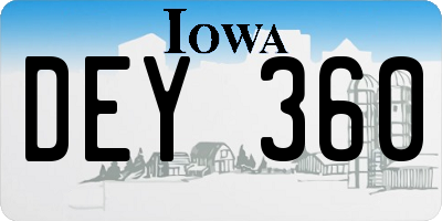 IA license plate DEY360