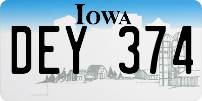 IA license plate DEY374