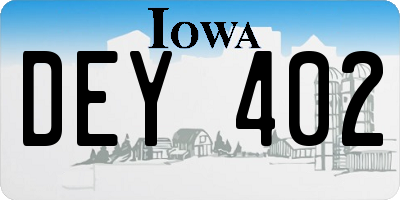 IA license plate DEY402