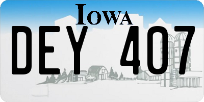 IA license plate DEY407