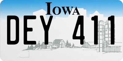 IA license plate DEY411