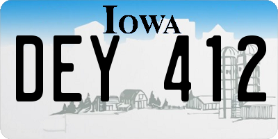 IA license plate DEY412