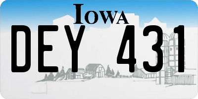 IA license plate DEY431